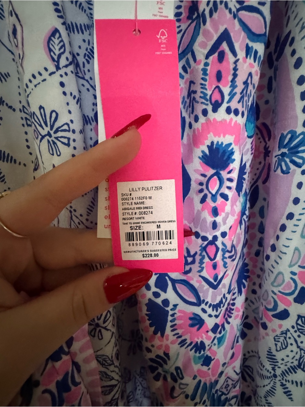 Lilly Pulitzer Pink and Blue Printed tie Dress